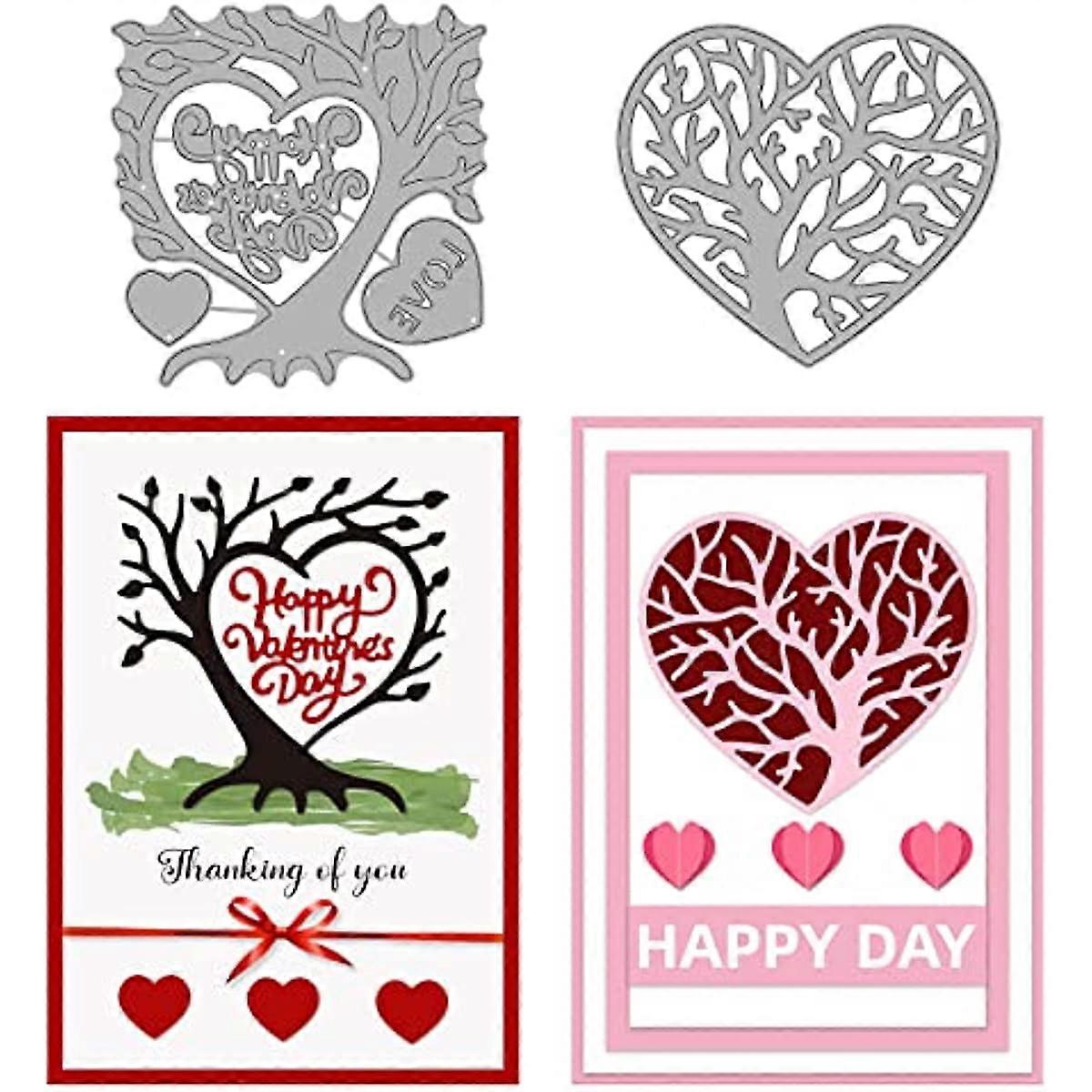 Heart Tree Cutting Dies Love Carbon Steel Die Cuts Heart Shape Tree Embossing Stencil Template for Card Making Scrapbooking Valentine's Day Decoration