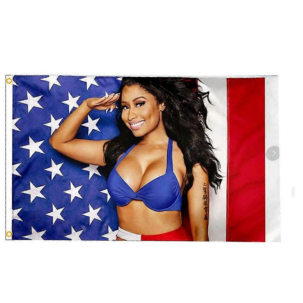 90x150cmニッキーミナージュラップセクシーUSAフラッグミュージックシンガースターシルクファブリックアートデコレーションカスタムフラグ