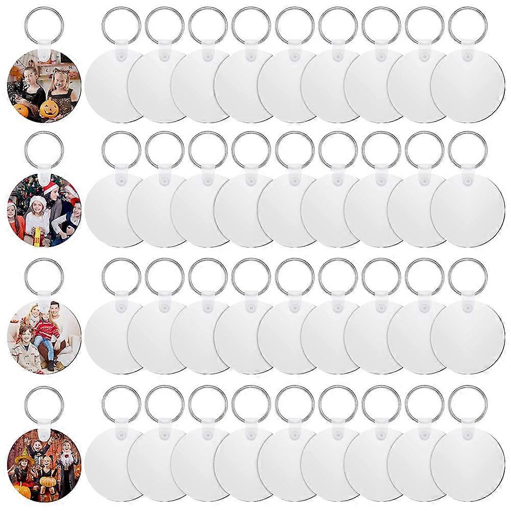 36 Pieces Sublimation Keychains Kits with Heat Transfer MDF DIY (Round)