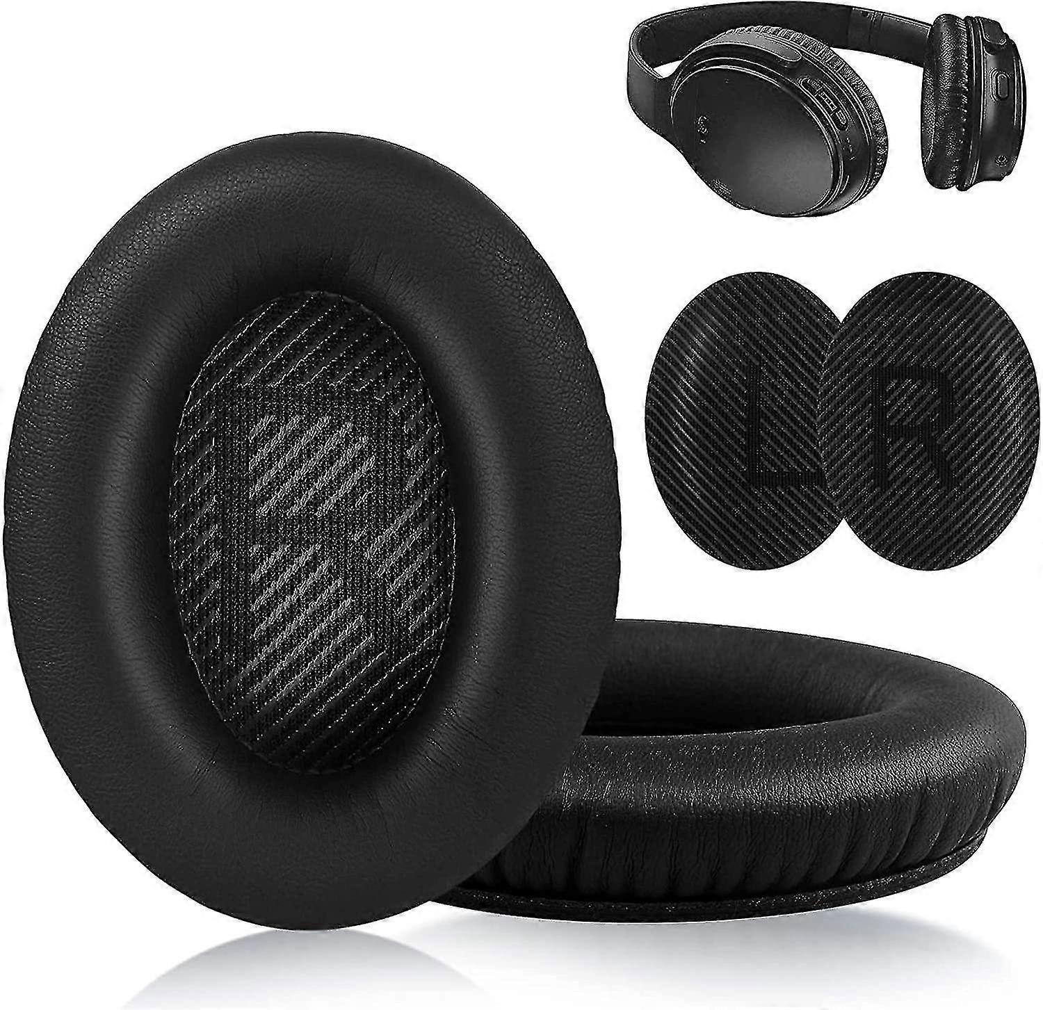 2 PAIRS Replacement Ear Pads Compatible with Bose QC 35/35 II (Black)