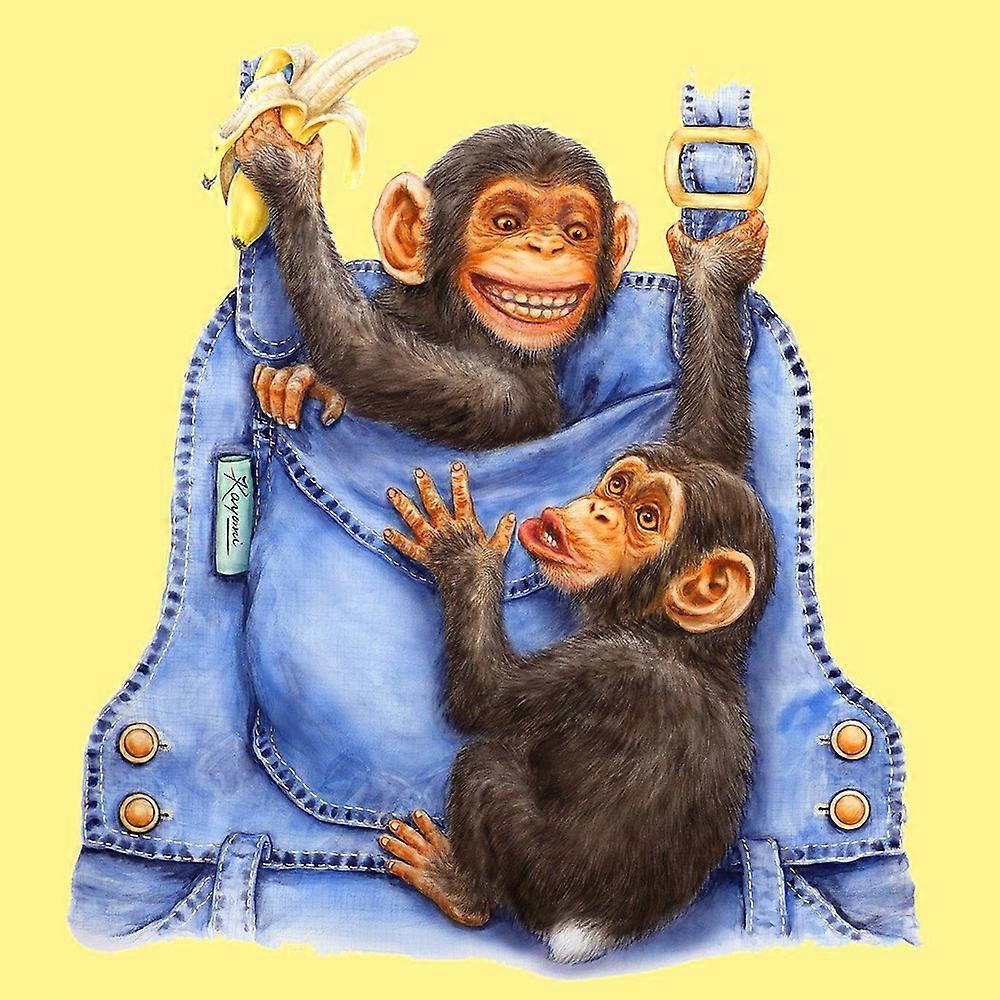 Dww- 30 x 40 cm ,Orangs - outans volent des bananes Diamond Painting Broderie Diamant Peinture  Canevas 5d Tableau Enfant Adulte Strass Lot Puzzle Des