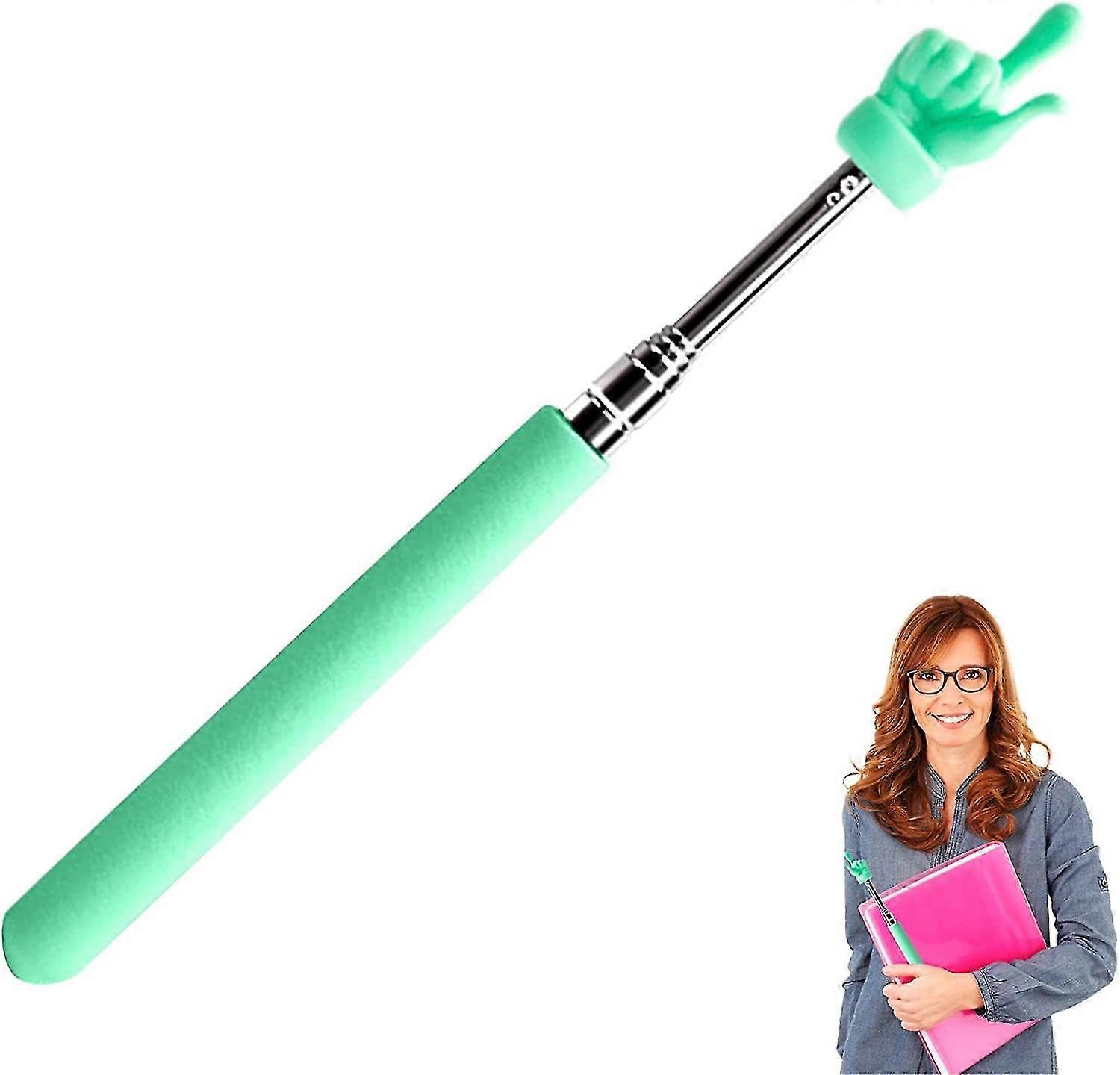 Telescopic Teachers Pointer, Mini Hand Pointers Finger Pointer Stick, Retractable Teacher Pointer, Presentation Tool  Green