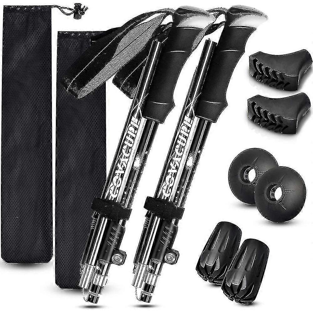 2pcs Trekking Poles Collapsible Hiking Poles - Aluminum Alloytrekking Sticks With Quick Lock System, Telescopic, Collapsible, Ultralight For Hiki