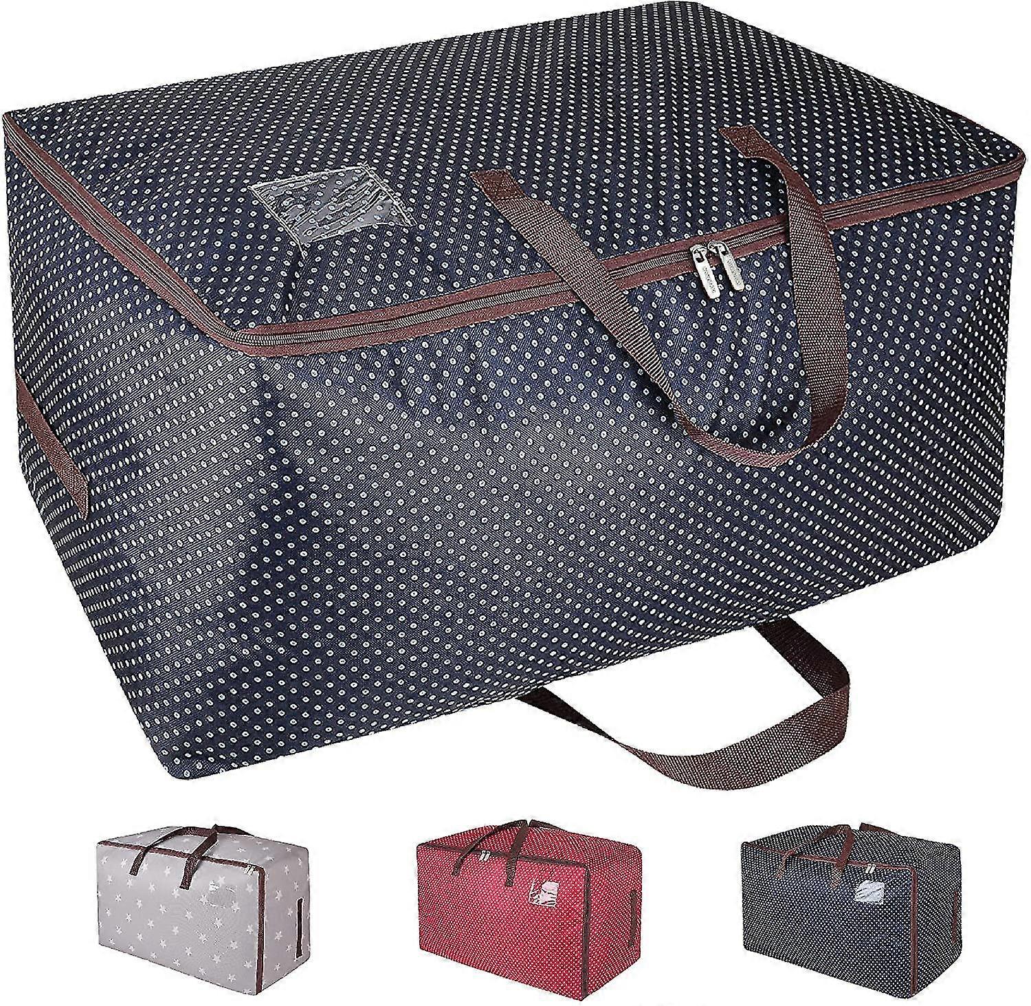 100l Extra Large Garment Rack Underbed Commodes, Foldable Organizer Bags For Comforters (blue 70*42*35cm)