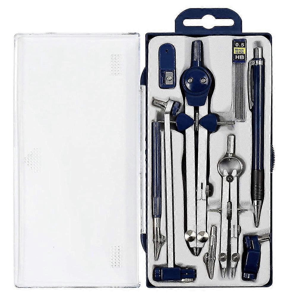 9-Piece Metal Geometry Set, Precision Drawing Tool for Students, Architecture Drafting