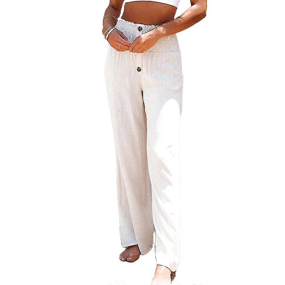 Frauen Elastische Taille Hose Weites Bein Freizeithose