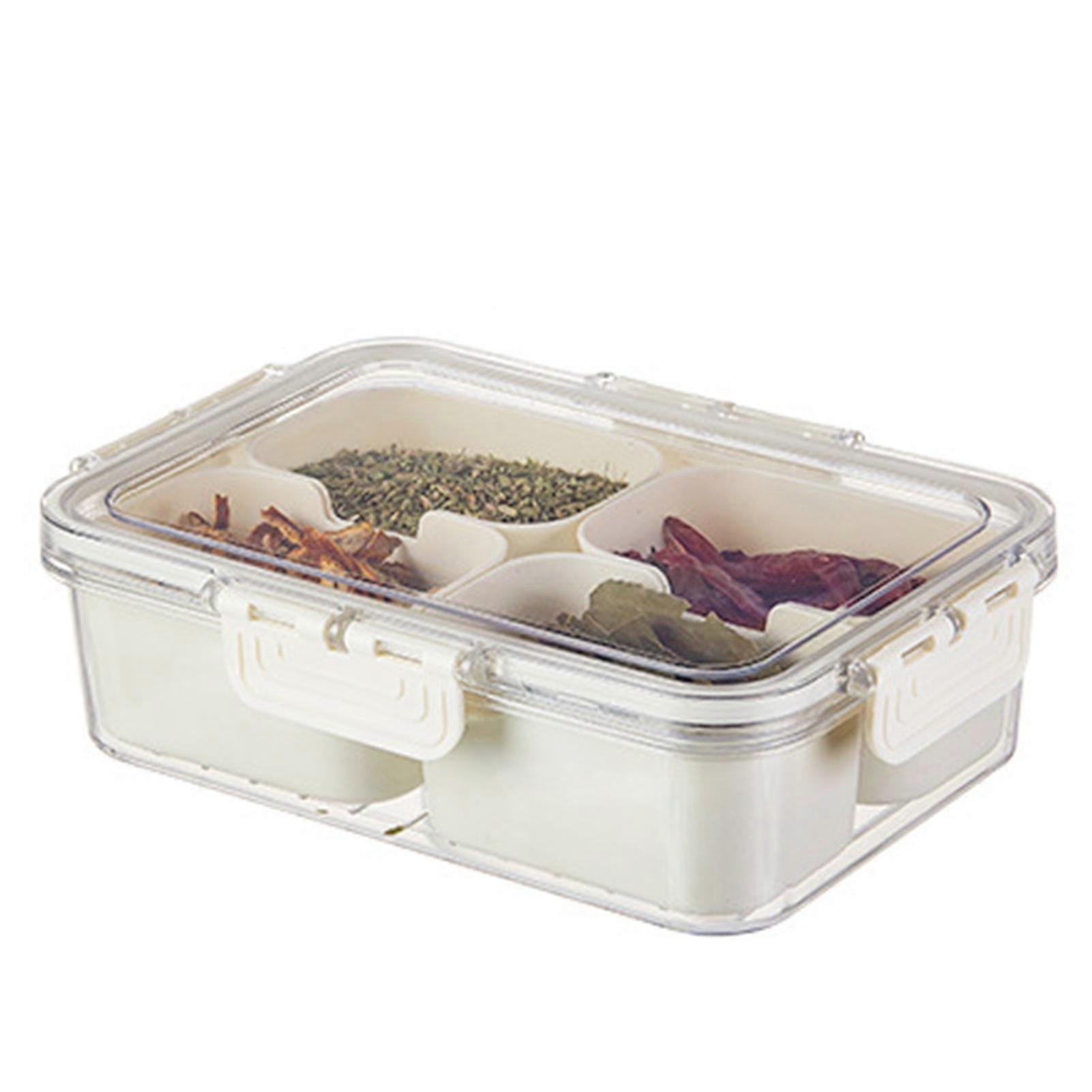 Handle Spice Storage Box With 4/8 Grid Multipurpose Sealed Spice Jar Kitchen Storage Tool