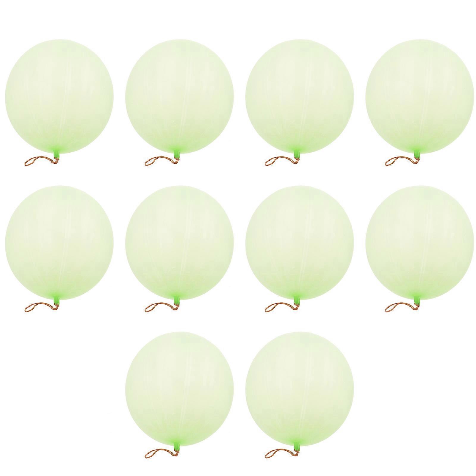 10pcs No Printing Balloon Fun-Filled Balloons Neon Punch Balls with Rubber Band Handle for Party Birthday (Green)