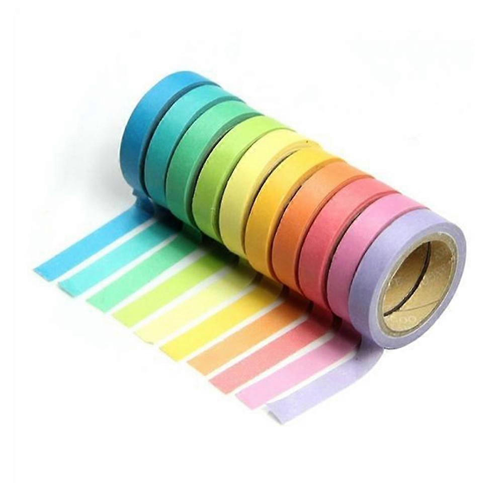 10 Rolls Colored Duct Tape Rainbow Color Washi Tape Washi Masking Tape Washi Tape Set Decorative Washi Tape