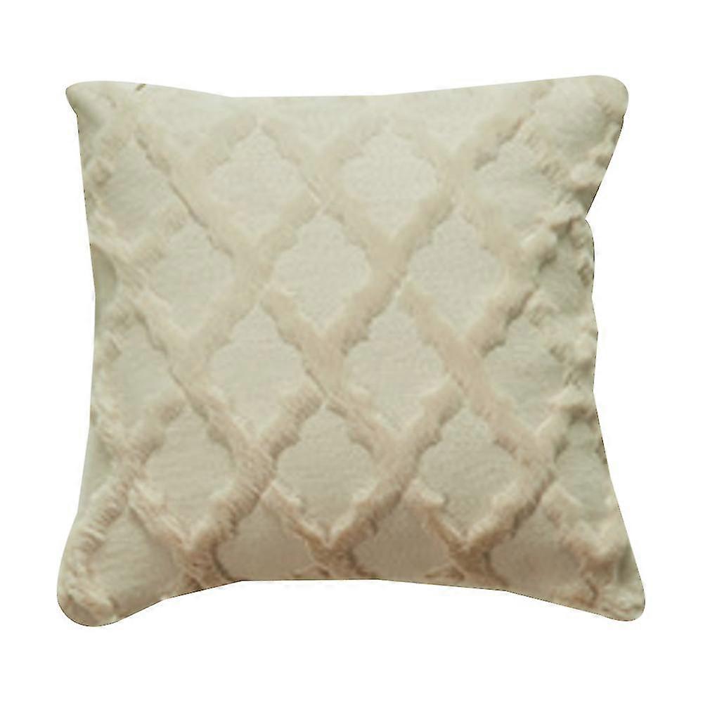 Decorative Throw Pillow Covers , Soft Plush Faux Wool Couch Pillow Covers Set , Beige