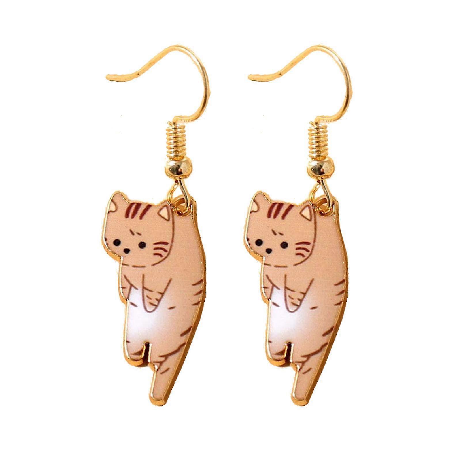Boucles D'oreilles Chaton & Ange - Acier Inoxydable émaillé - Neuf Sans Boîte
