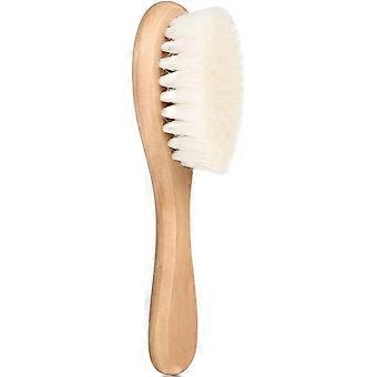 Baby Kopfbürste, Kinder weiche natürliche Ziegenhaar Kamm Holz Borsten Säugling Kopf Massage Peeling Tool