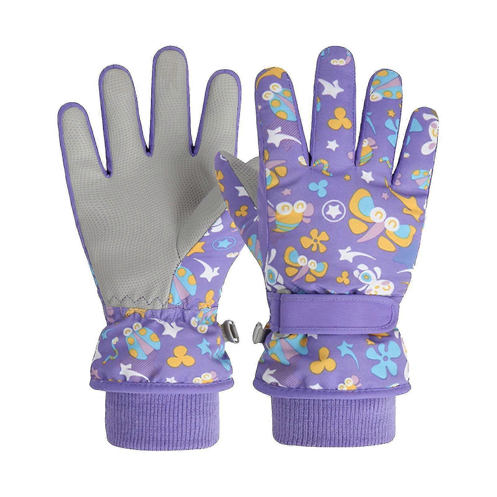Kids Winter Ski Waterproof Gloves Splash-proof Warm Soft Gloves For Boy Girl