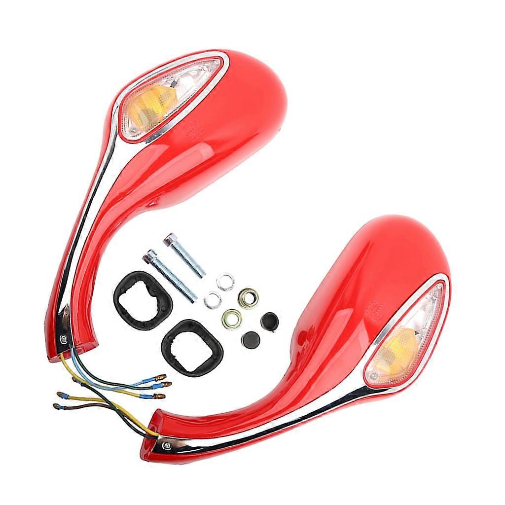 2x Universal for GY6 125 Motorcycle Rearview Mirrors with LED Turn Signal Lights