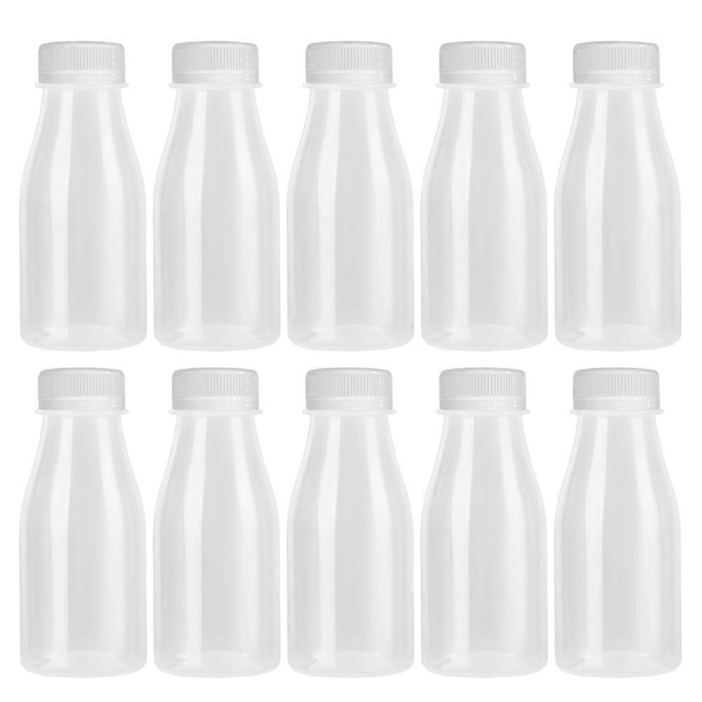 10pcs Milk Bottles with Lids Thickened Yogurt Bottles Multipurpose Beverage Bottles