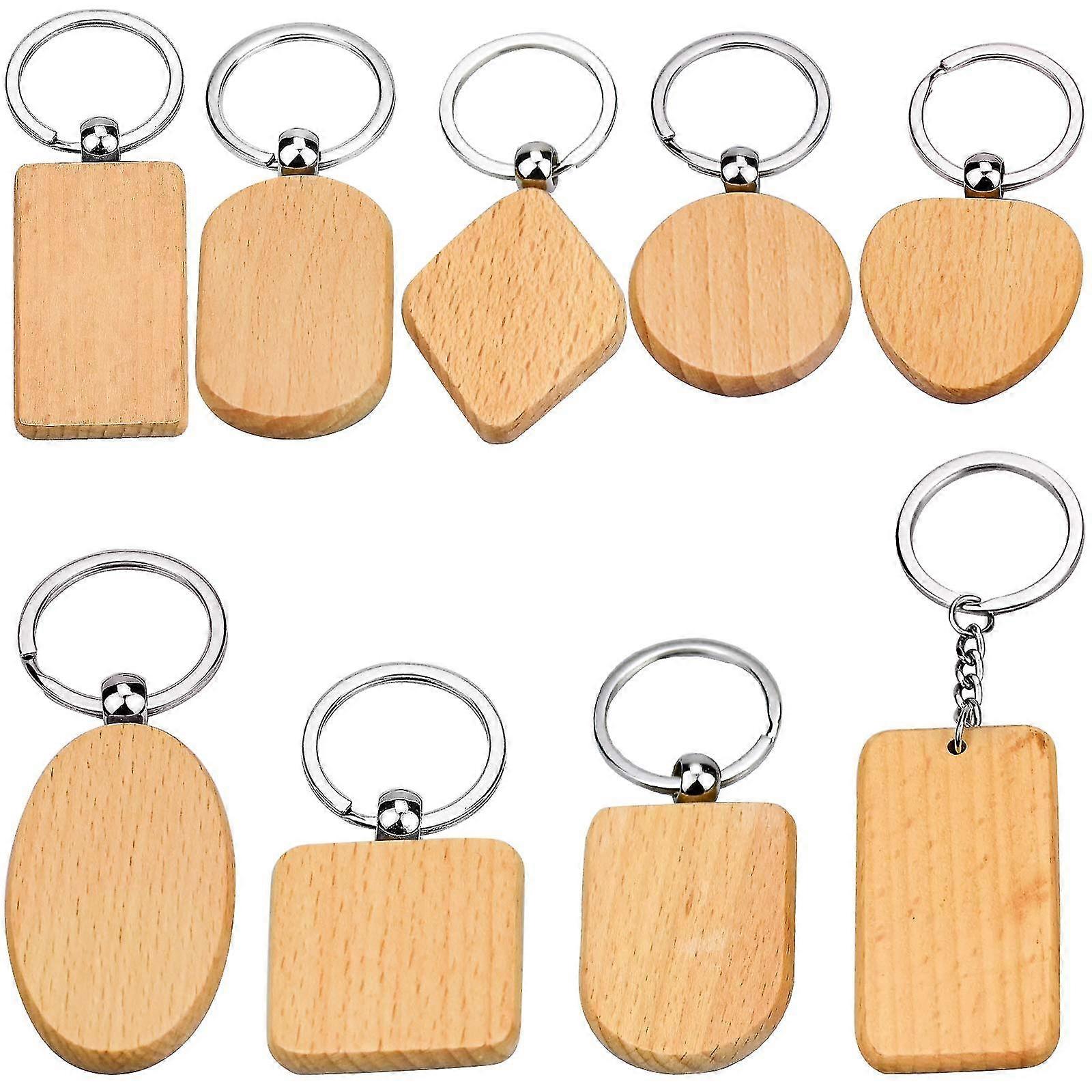 Wooden Key Rings 9 Pcs Diy Blank Wooden Key Chain Blank Wooden Key Chain Key Tags