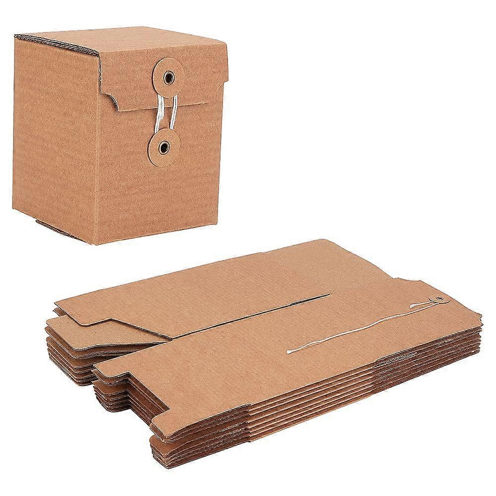 Kraft Paper Gift Box Folding Boxes with Cotton Cord and Iron Findings Rectangle Sandy Brown Unfold: 36x23.8x0.6cm Finished Product: 12x12x13cm