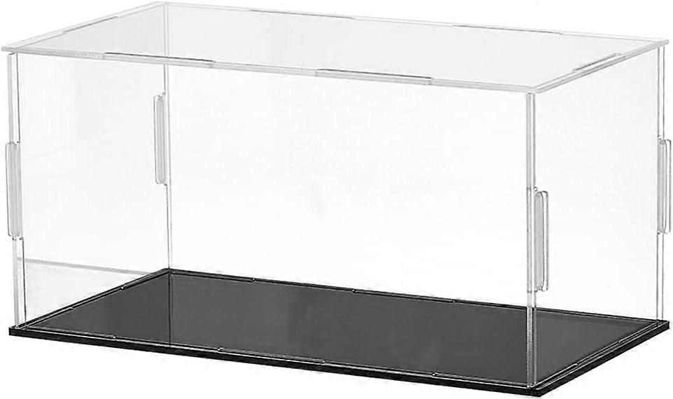 2 Sets Clear Acrylic Display Case, Mini Football Helmet Display Case Countertop Figures Display Box Dustproof Protection Showcase with Black Base for