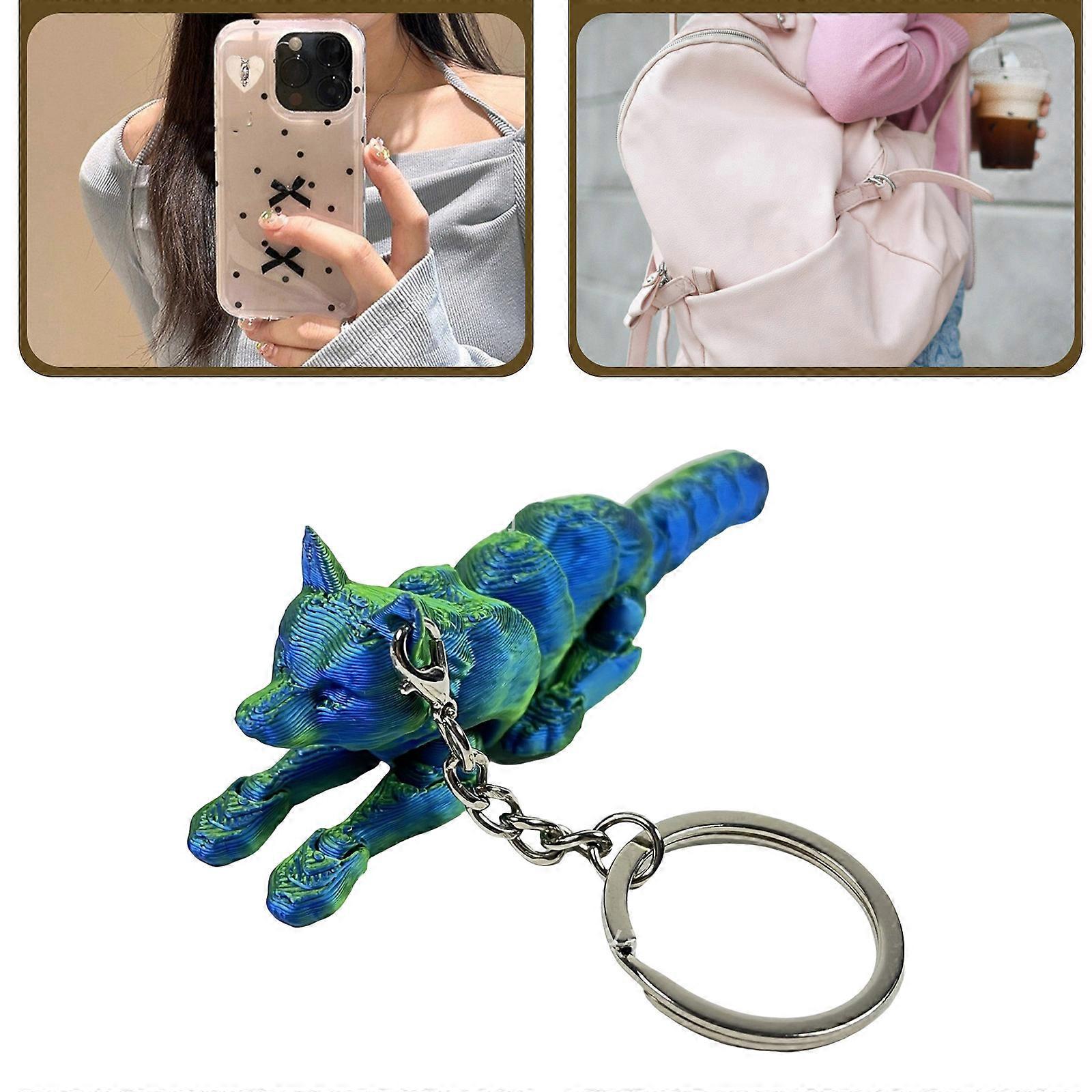 3D Printed Wolf Keychain with Realistic Details and Multiple Joint Designs Accessory for Animal Lovers and Collectors red gold