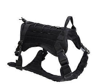 Tactical Dog Harness Nylon Handle Adjustable Training Harness Pet Working Vest(1pcs-black)