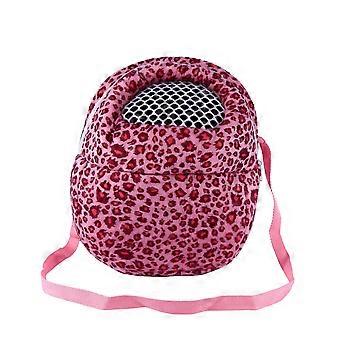 Pet Carrier Pocket Hamster Rat Cat Hedgehog Kanin Ferret Sleeping Travel Bag (Leopard Pink L)