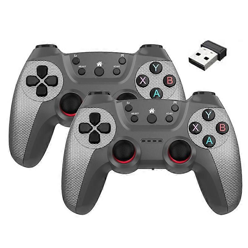 2.4G Wireless Controllers 1 to 2 USB Receiver with 2 Gamepad Compatible with PC/Linux/Android/TV Box