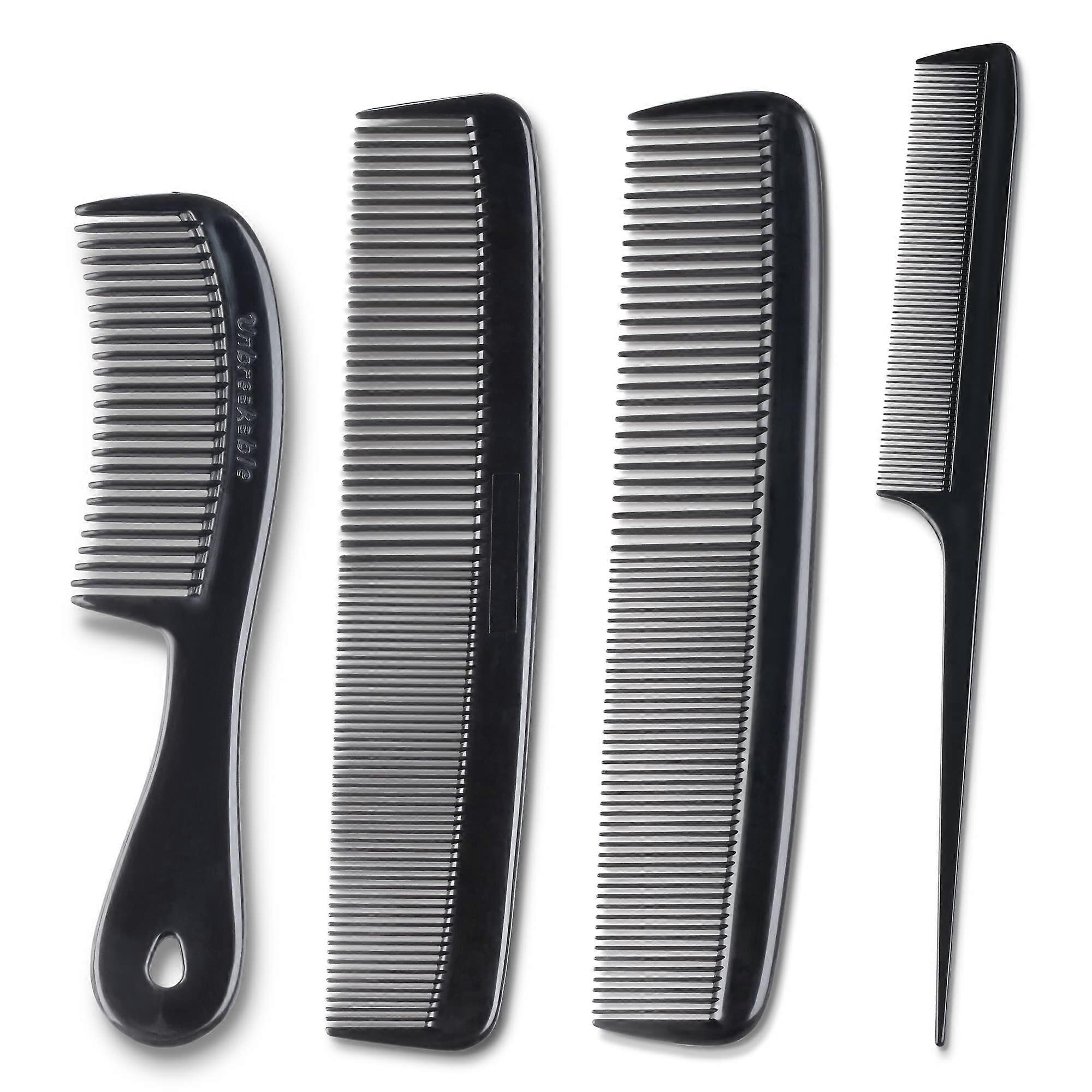 4 Piece Professional Black Premium Grade Comb Set For Parting And Teasing Parting Comb Teasing Comb Barber Grade Black