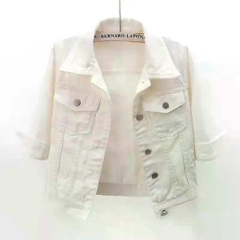 2024 المرأة الجديدة الربيع الخريف سترة الدنيم قمم اللون الوردي الصلبة قصيرة متعددة الألوان Feminino ثلاثة أرباع الأكمام جان سترة