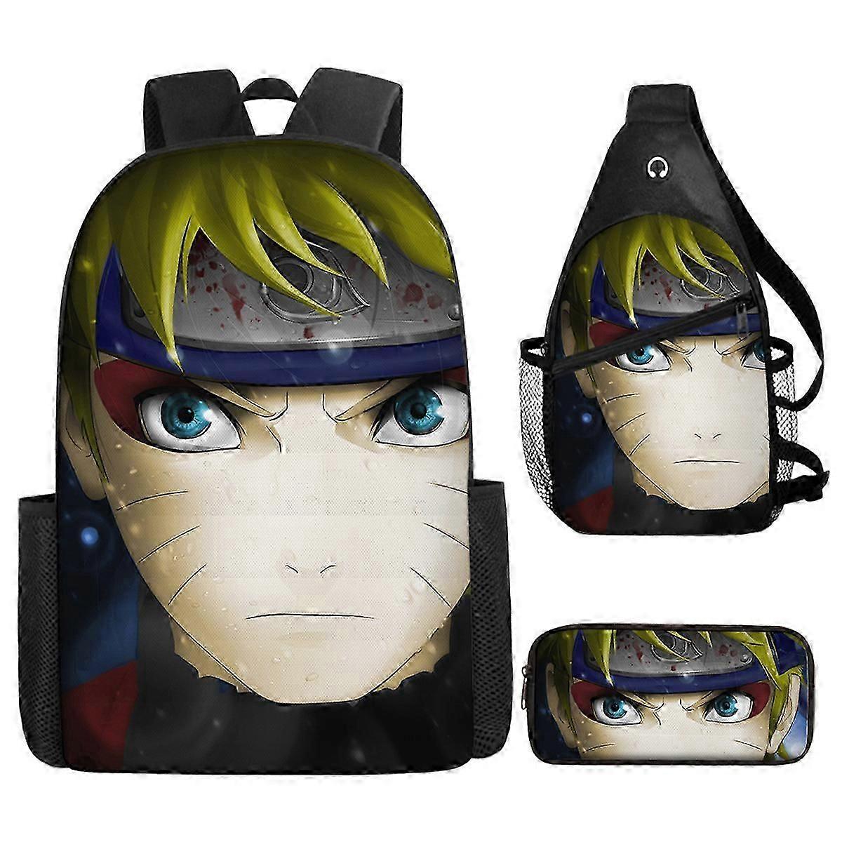 3 قطع / مجموعة Uzumaki المطبوعة على ظهره مجموعة مع حقيبة الكتف مقلمة حالة حقيبة مدرسية السفر Daypack حقائب كتب خفيفة الوزن