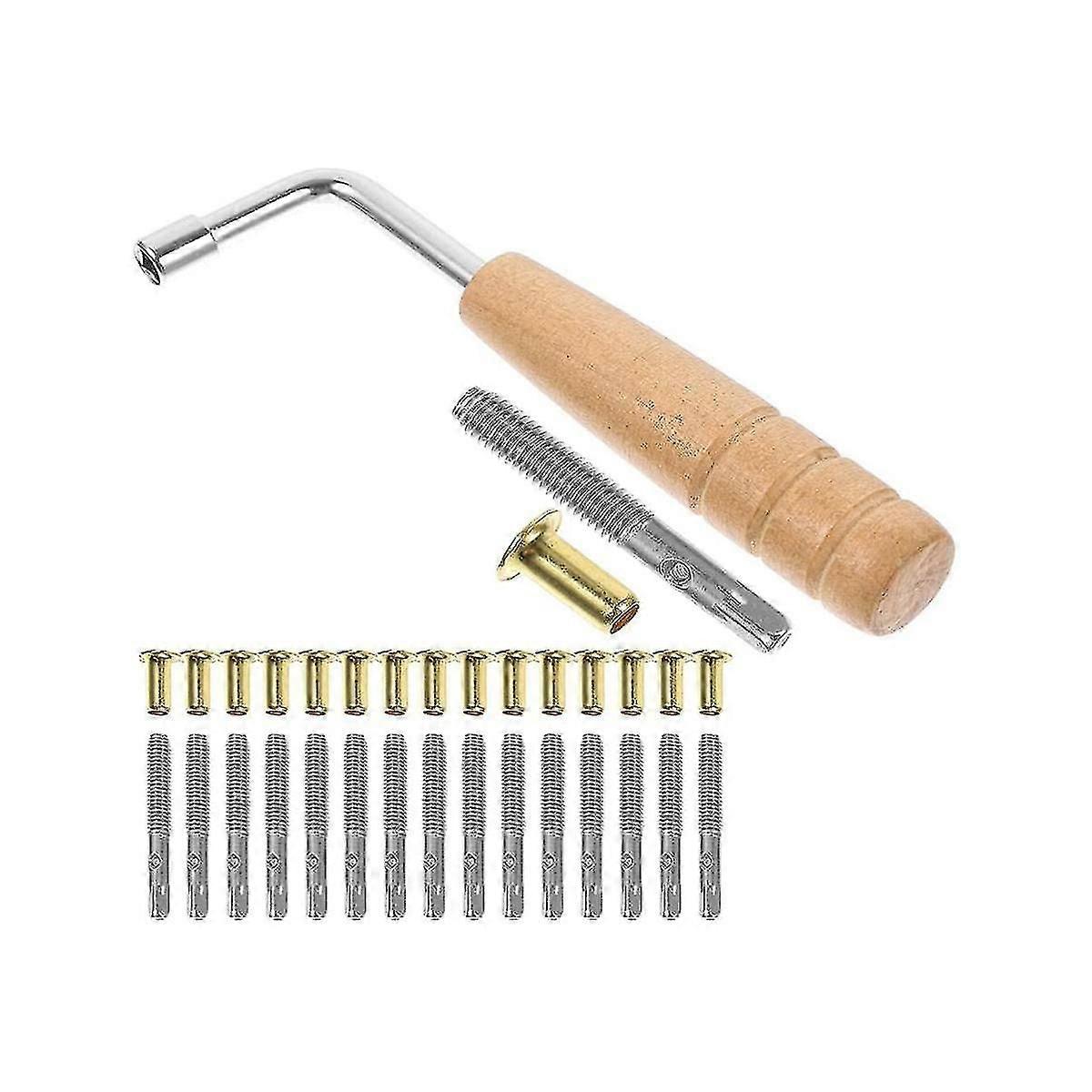 16stk Tuning Pin Nails og 16stk Nitter, med L-form Tuning skruenøgle, for Lyre Harpe Small Harp Musical