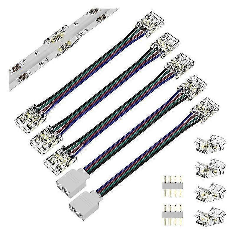 10mm Connectors For Cob Rgb Led Strip Lights 4 Pin,dual Ends Extension Connectors To 4 Pins Plug 5.