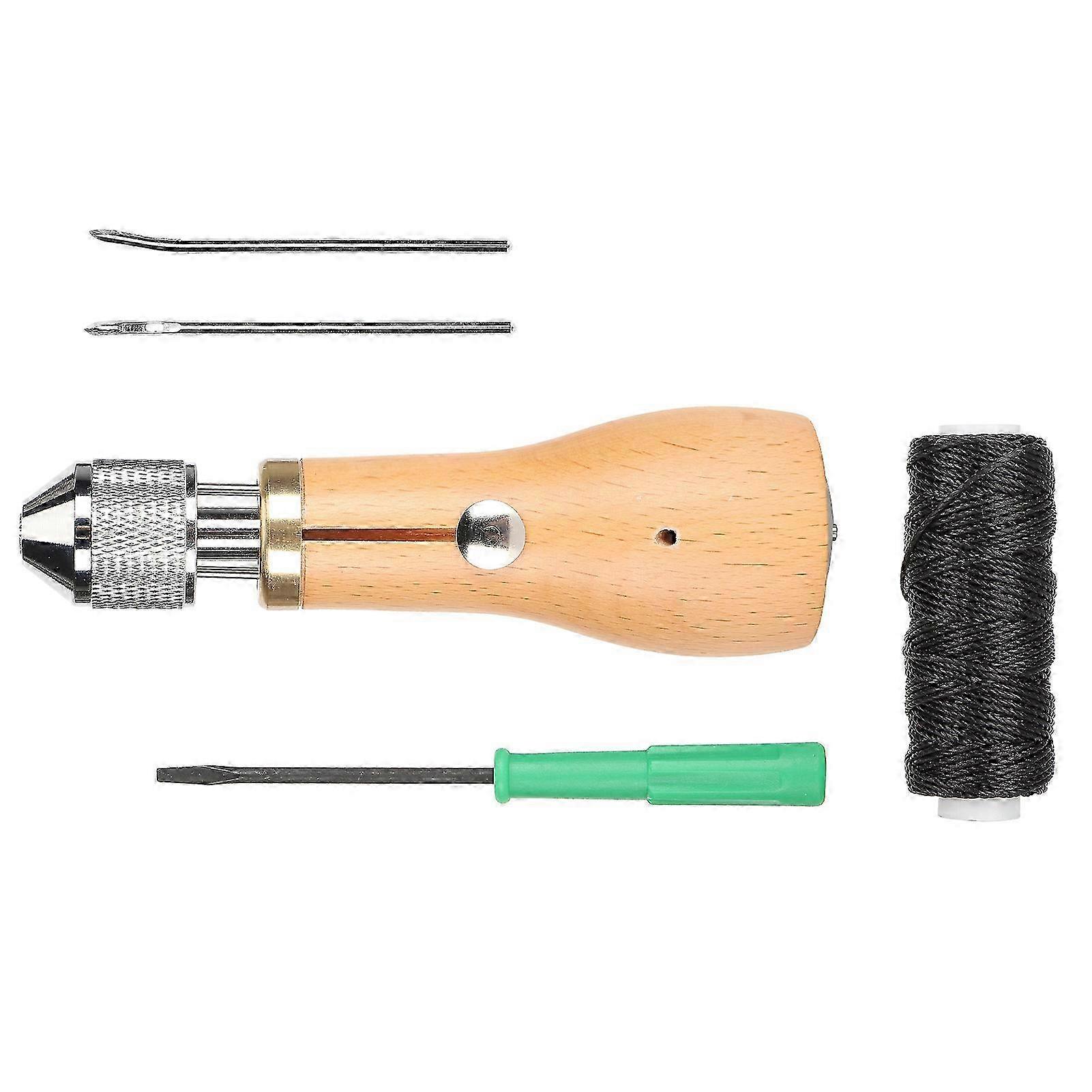 Hand Stitcher Set Needle Thread Screwdriver Sewing Punch Tool Manual Leather Craft Supplies