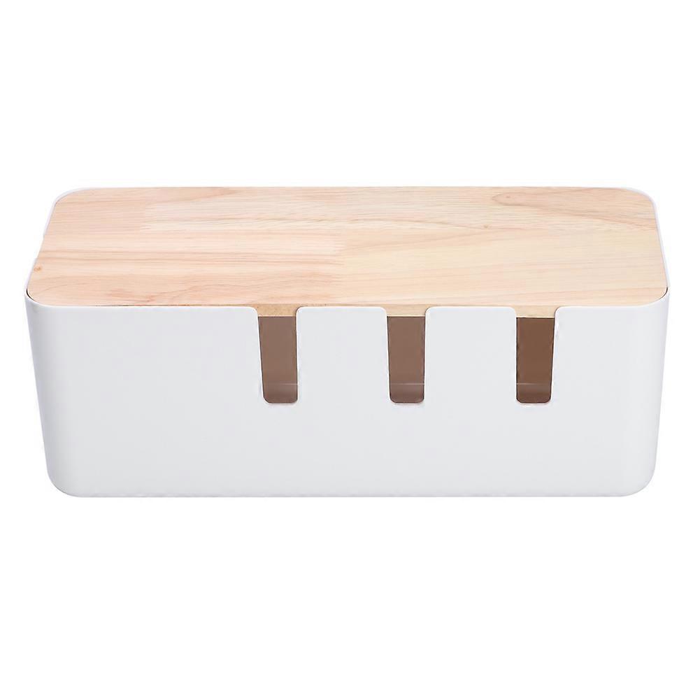 Cord Management Solution: Cable Organizer Box with Wood Lid for a Dust-Free, Pet and Child Safe Environment, Perfect for Organizing Home Office Desks