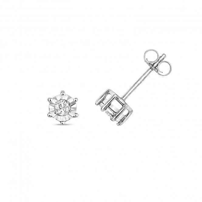 Diamond Jewellery 9ct White Gold Diamond Illusion Plate Studs ED168W