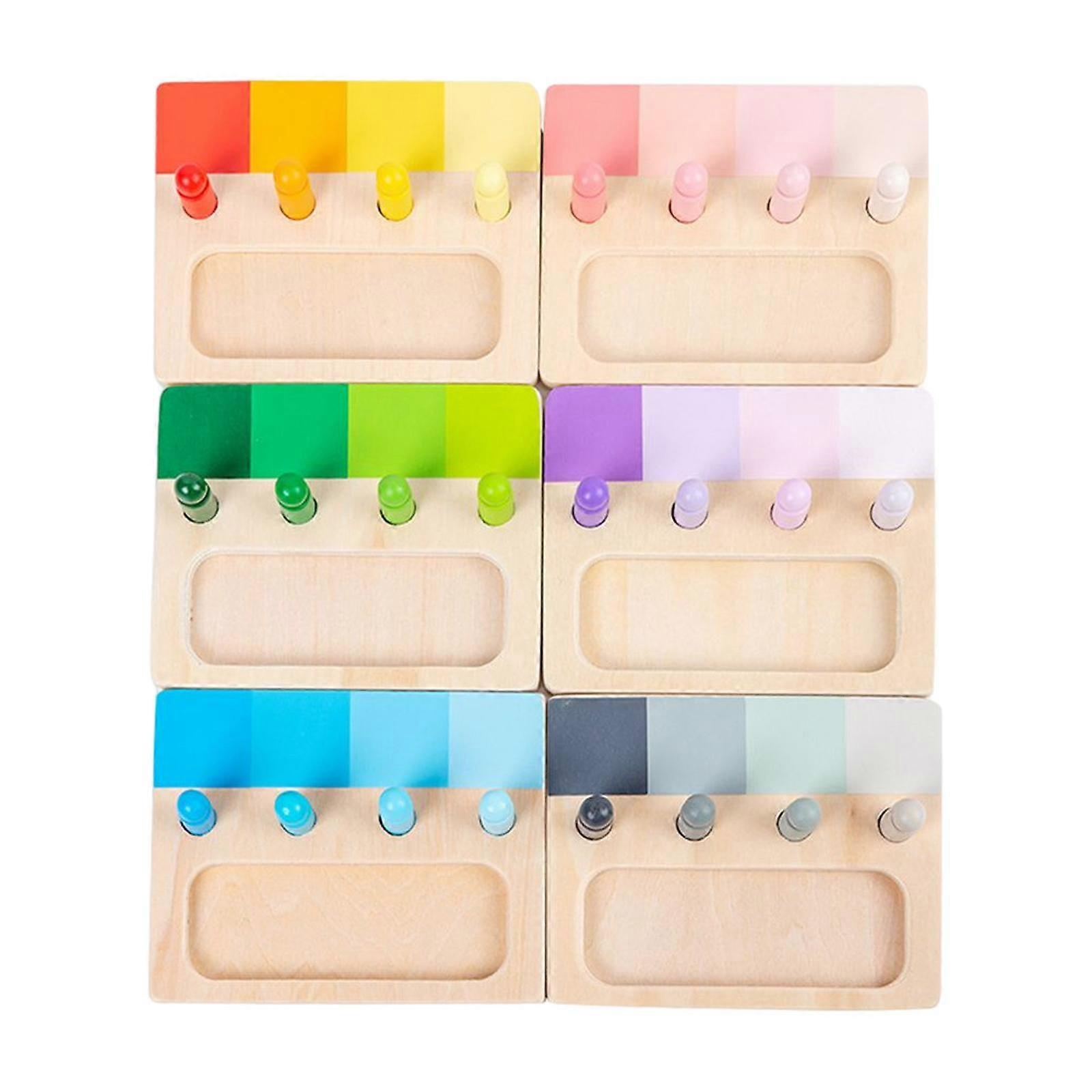 6 Pieces Color Matching Toy Devlopment Toy Wood for Game Learning Teaching