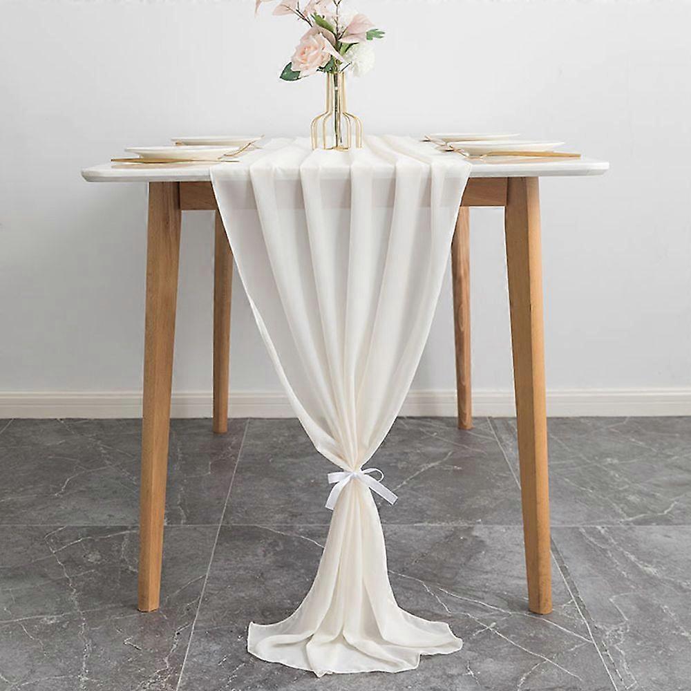 Simple wedding table decoration table runner solid color polyester chiffon fabric chiffon table runner