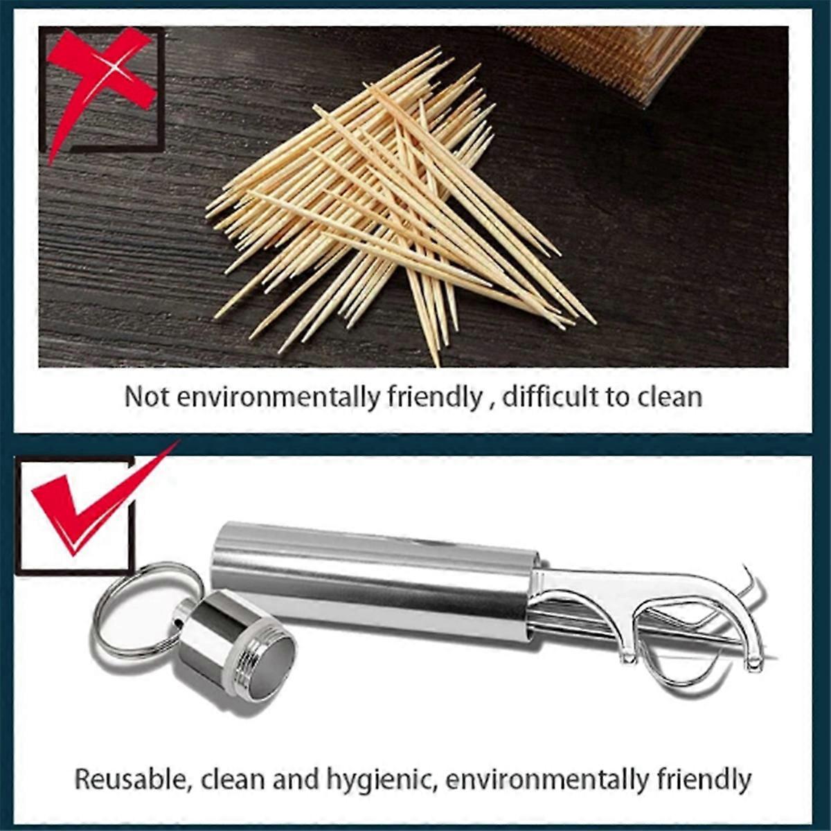 Flossing Metal Toothpicks Set Reusable Toothpicks Portable Toothpick Floss Teeth Cleaner Oral Care C