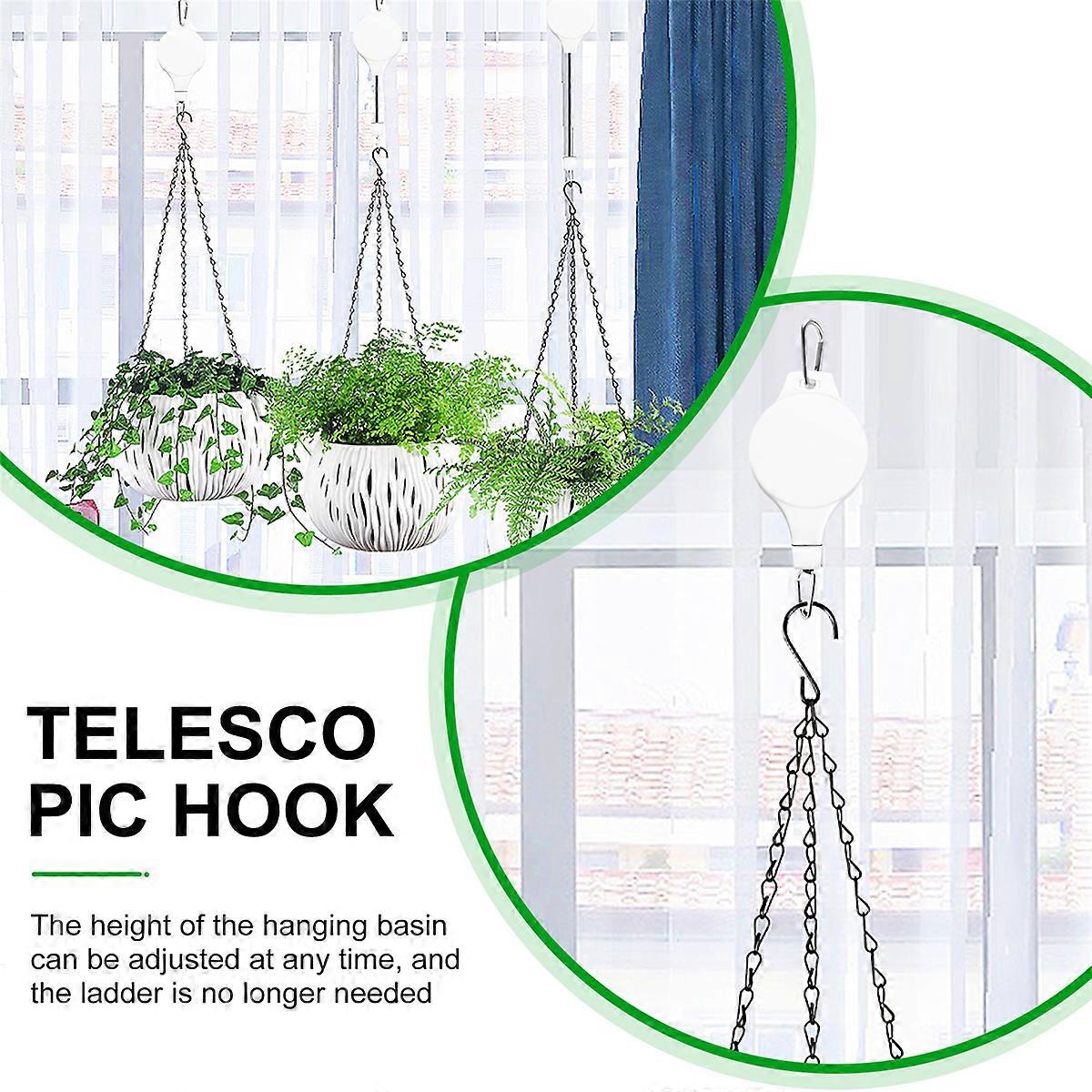 6 Pack Retractable Hanger Reach Plant Pulley Adjustable Height Wheel