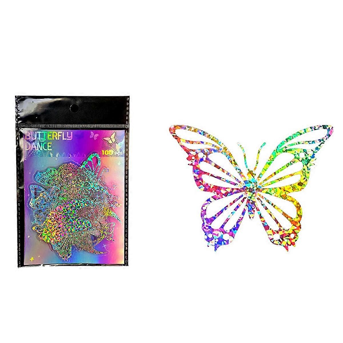 100Pcs Holographic Glitter Butterfly Stickers,Decorative Decals