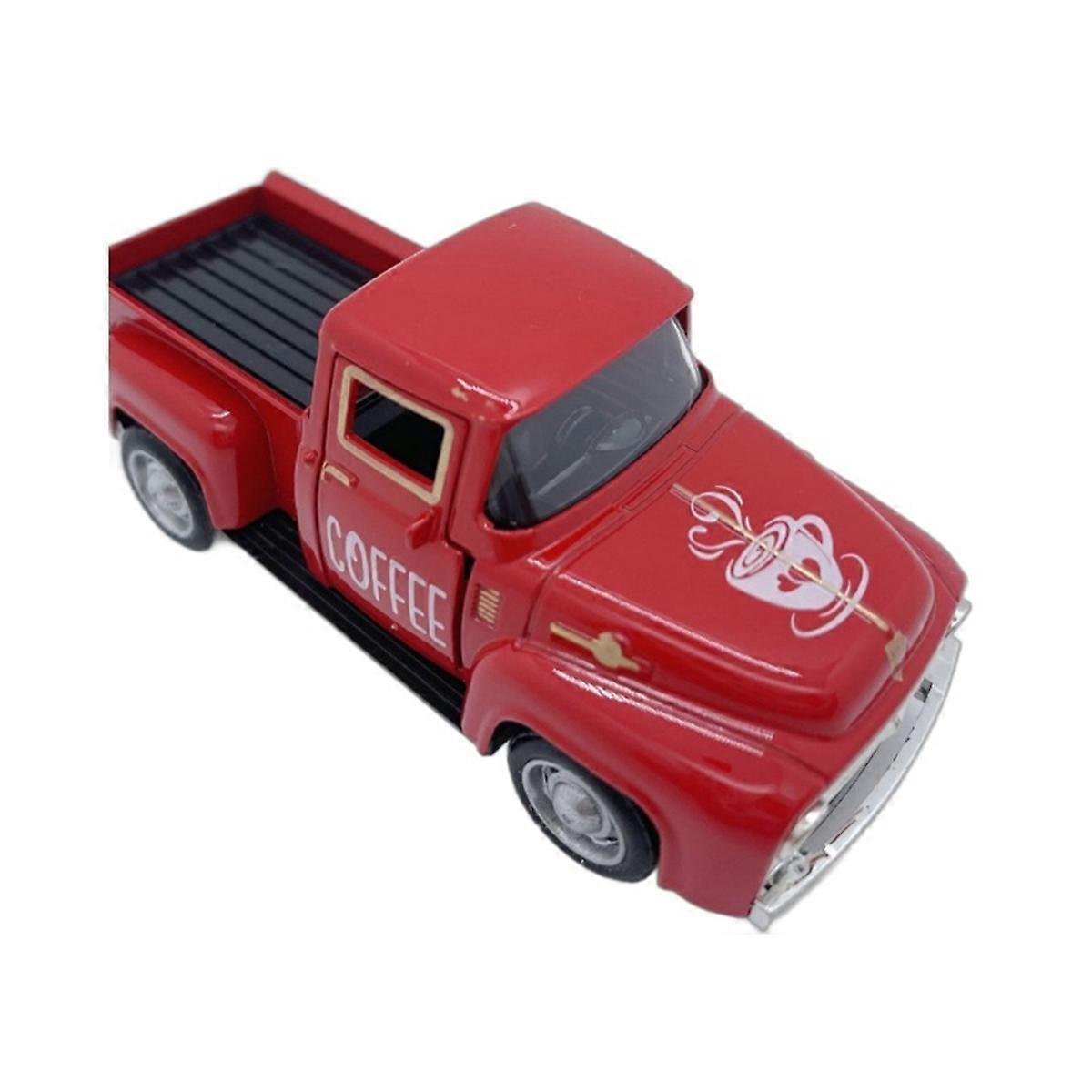 Καφές μπαρ μετάλλων φορτηγό ρετρό pickup diecast φορτηγό διακόσμηση (κόκκινο)