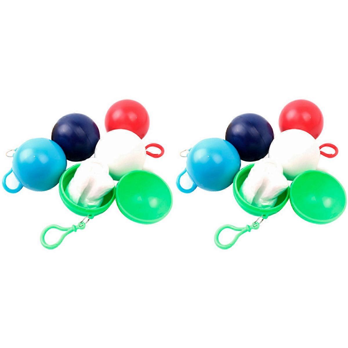 10Pcs-Portable Raincoat Ball with Hook Rain Ponchos Balls for Adults