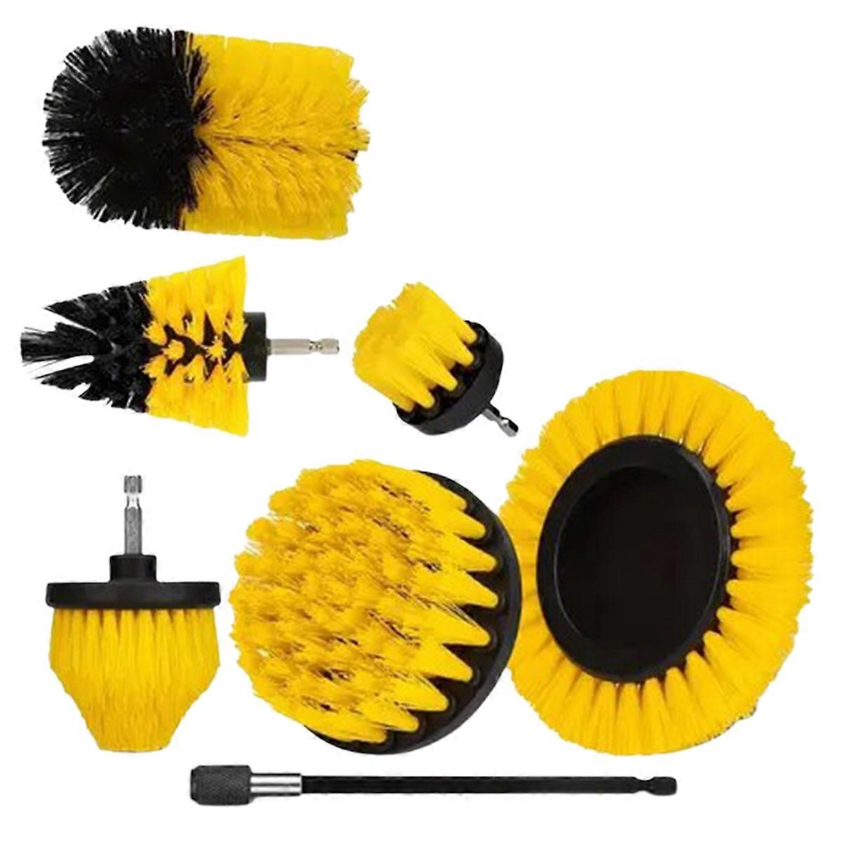 7pcs Moving Brush Head, Electric Cleaning Brush, Yellow 7-piece Set