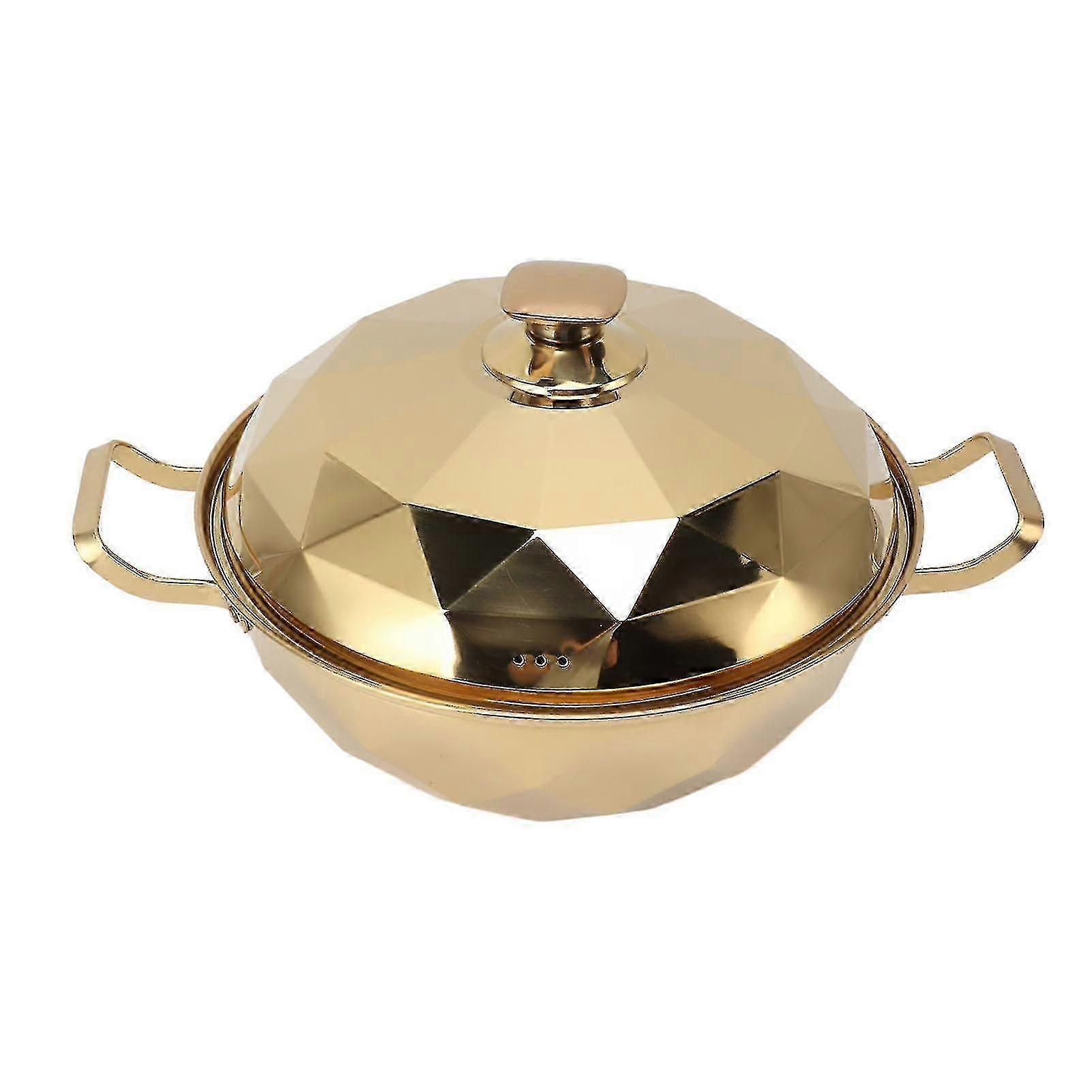 Stainless Steel 2-Tier Steam Pot with Lid and Handle - Multipurpose Cooking Steamer for Kitchen, Gold Design