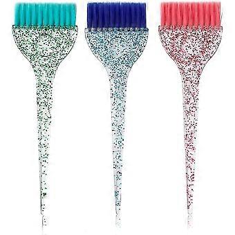 Zachte haren en glitter handvat haarkleurborstels voor kapsalons Set van 3