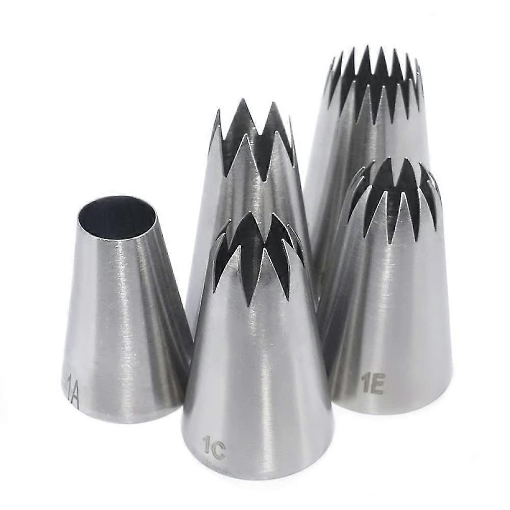 Cake Pastry Nozzles 5-Piece Set For Piping Bags With Cupcake Paper Cups And Cream Nozzles Spuitzak Decorating