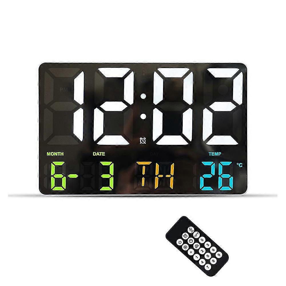 Large LED Wall Clock with Remote, Adjustable Brightness, Alarm & Napping Feature - Perfect for Home & Office