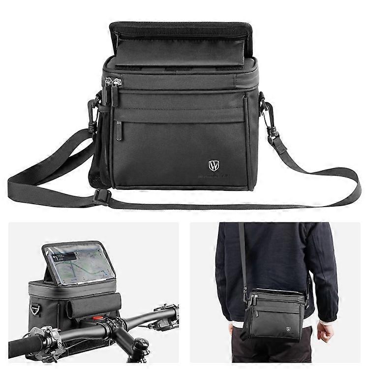 WHEEL UP D47 Bicycle Front Tube Bag Multifunction Bike Frame Bag Shoulder Bag Cycling Accessories with Clear Touch Screen and Kick