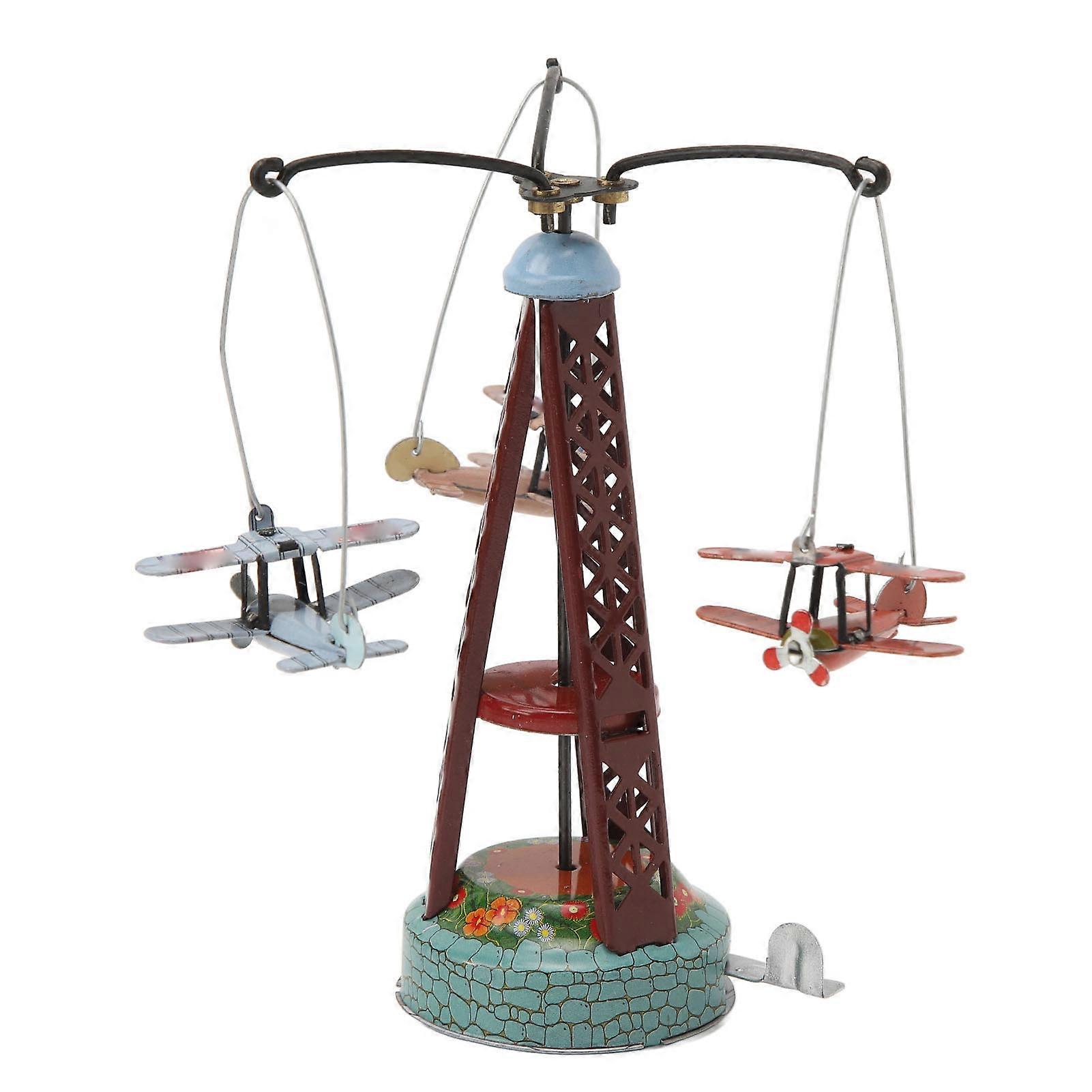 Tinplate Biplane Rotating Toy 102g Nostalgic Airplane Ornament