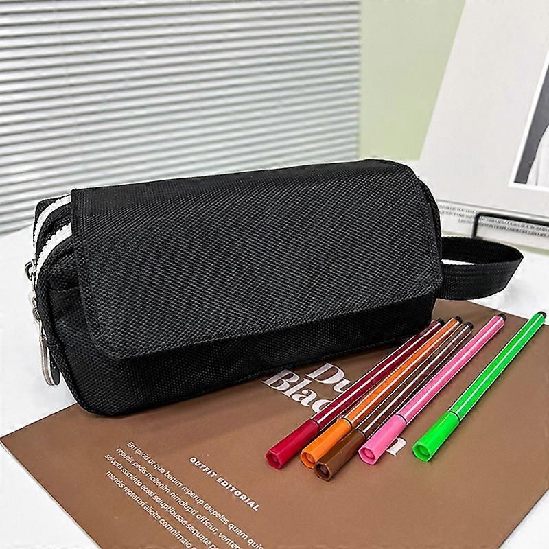 Multi-layer Large-capacity Pencil Case Hand-held Stationery Box Bag Black