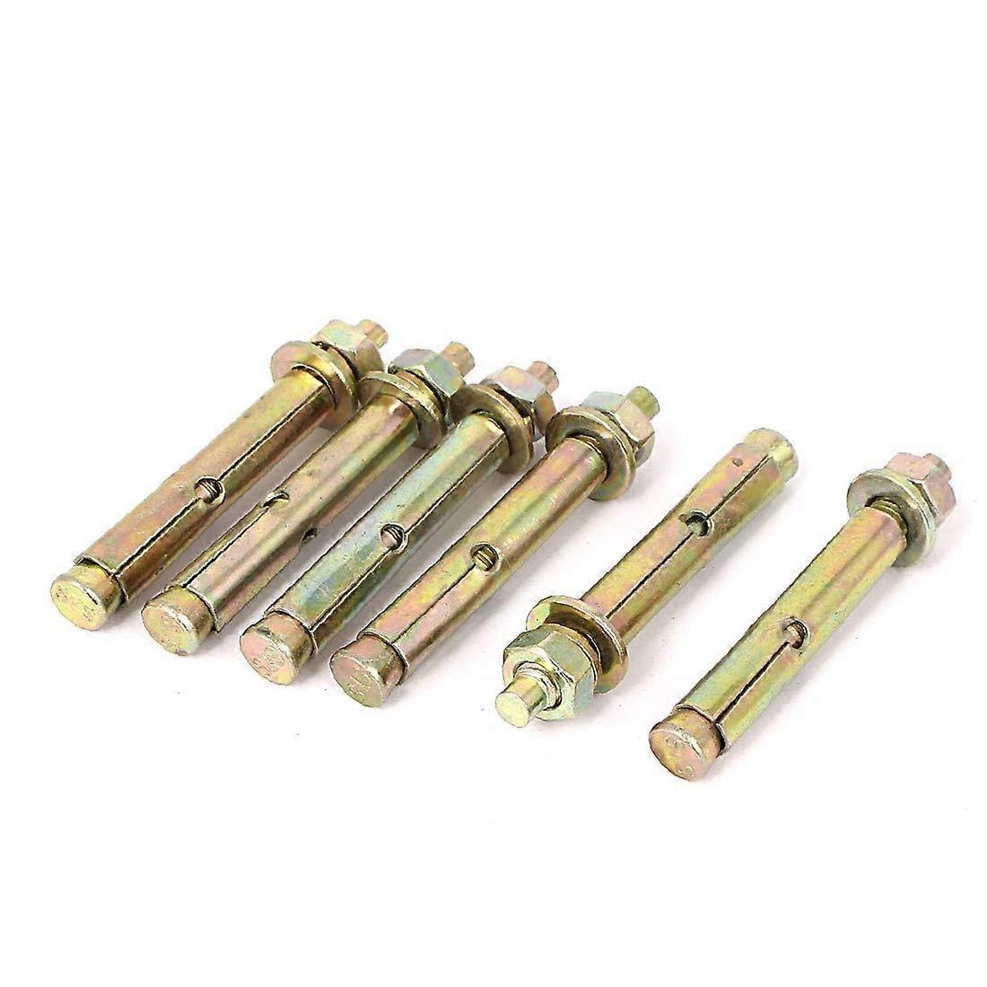 M6x60mm Yellow Zinc Plated Iron Hex Nut Anchors Expansion Sleeve Bolt Screw Set of 6 Multiple Color Options